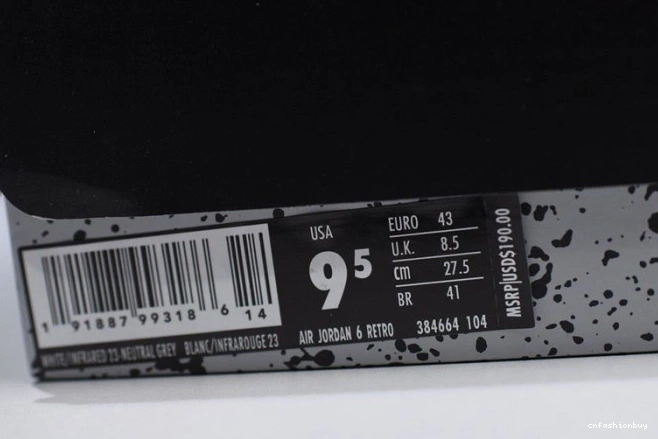 Jordan 23-Neutral 384664-104 Air 6 Grey-Sail Retro White Tinker Infrared 1115